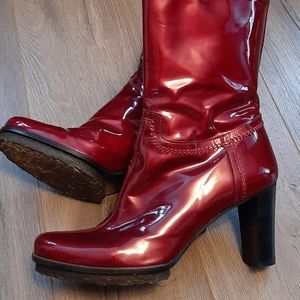 Stuart Weitzman cherry red leather booties